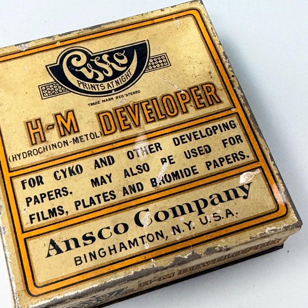Vintage Ansco Cyko H-M Developer Tin Case Binghamton NY Antique Photography